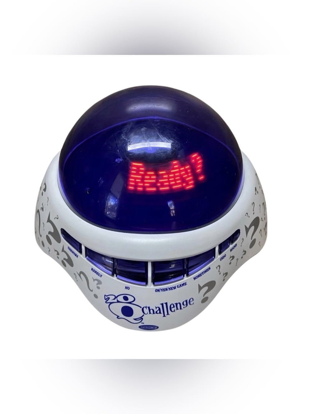 Radica 20Q Challenge Handheld Electronic Game White/Blue Trivia Game.
